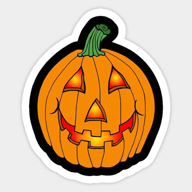 Glowing Happy Jack-O-Lantern Sticker by Art by Deborah Camp